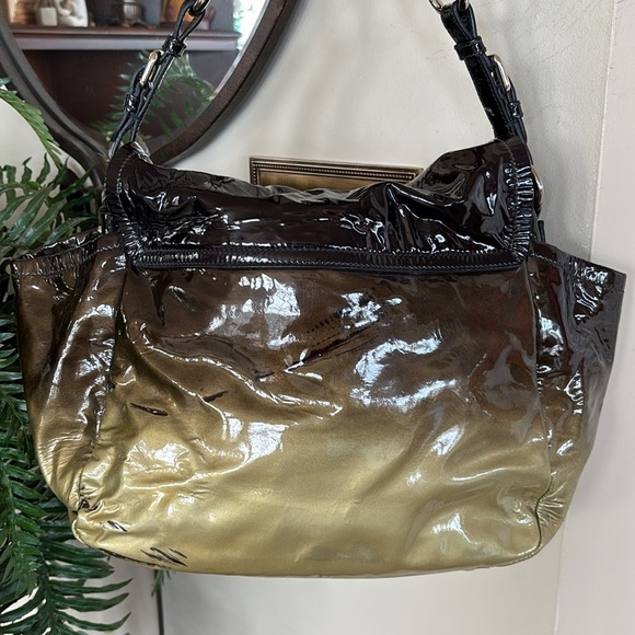 Prada Vernice Sfumato Flap Bag Spazzolato Ombre Shoulder Purse Patent Leather - Picture 8 of 16